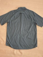Wrangler ATG Men’s L Regular Solid Blue Short Sleeve Button-Up Shirt Pockets