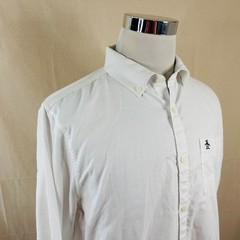 Original Penguin Large Oxford Button Down Shirt All White Cotton Blend Mens