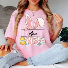 Custom Easter Bunny Name Comfort Tee Personalized Kids Adult
