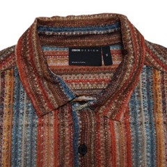 ASOS Design Men Multicolor Regular fit Striped Lace collared Retro Shirt Sz XS