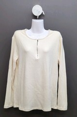 DAZY Solid Color Front Zipper Long Sleeve Casual Men’s T Shirt Small Ivory