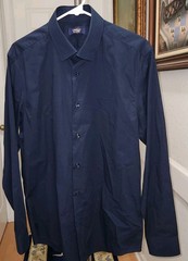 Roberto Cavalli Class Mens Button Down Long Sleeve Dress Shirt Size 42 16.5 Navy