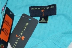 Margari Taviulle Men 100% Polyester Blue Mist UPF 30+ SS Button Down Shirt XL