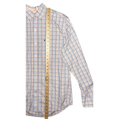 IZOD Premium Essentials Long Sleeve Button Down Orange & Blue Plaid Shirt M