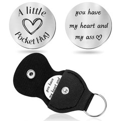 Pocket Hug Token Keychain – Funny Long-Distance Gift for Him, Boyfriend, Husband