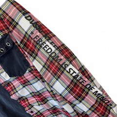 Kleep Menswear Patchwork Plaid and Solid Shirt Large