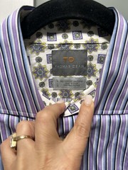 NWT Thomas Dean Multi Stripe Button Down Sport Shirt Size Large