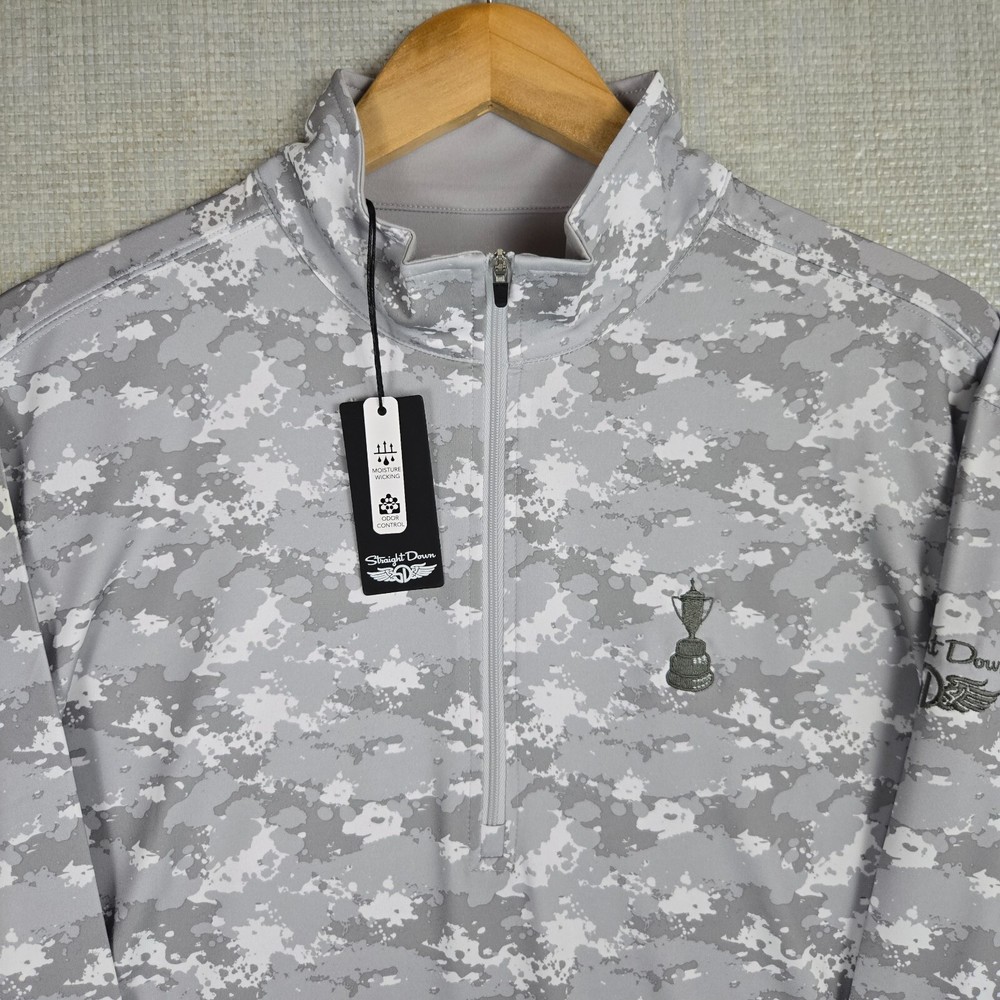 STRAIGHT DOWN x US OPEN New Mens Performance 1/4 Zip Windshirt Size Large Camo