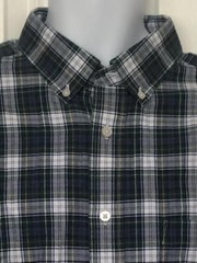 DANIEL CREMIEUX EUC Button-Down Blue Green White Gold Plaid Cotton XL