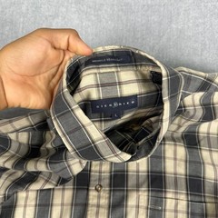 Siegfried Wrinkle Resistant Plaid Button Down Shirt Mens Large Black Tan Cotton