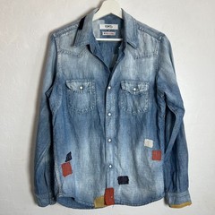 FDMTL Boro Obi Strip LONG Sleeve Button Down Shirt Size JP 3 US M sashiko denim