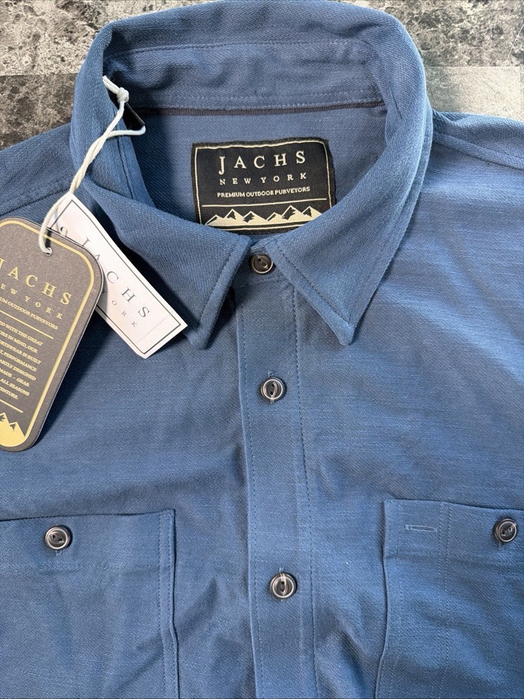 Jachs NY Mens Knit Long Sleeve Button Down Shirt Navy Blue Large Brand New
