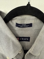 Chaps Men’s Gray Button Down Shirt 16-16 1/2 32/33 Large Oxford Made In Mongolia