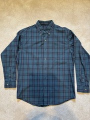 Arrow Men’s Medium Button Down Shirt Blue/Green Plaid Dress Or Casual