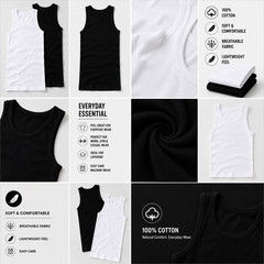 4XL-5XL Men’s A-Shirt 6 Pack Lot Tank Top Cotton Wife Beater Ribbed Undershirt