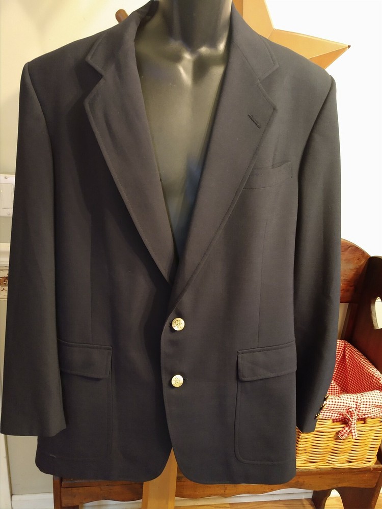 Jack Nicklaus Men’s 42L Navy Blue Solid Blazer Sport Coat Suit Jacket Vintage