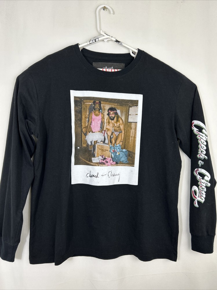 Cheech & Chong Large Longsleeve Picture Men Black T-shirt polaroid