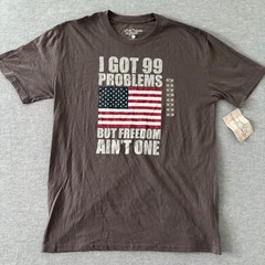 Live Outside the Limits Men 99 Problems Freedom American Flag Graphic Tee Gray M