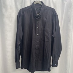 Gitman Bros. Men’s Black Herringbone Textured Button Up Shirt Large Quiet Luxury