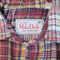 Vintage Male Duds Mens Button UP Flannel Shirt Cotton Long Sleeve Med