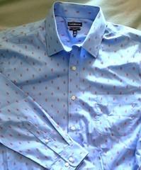 Croft & Barrow Red Lobster Print Button Down Collar Long Sleeve Shirt XL Blue