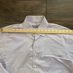 Canali Dress Shirt Men 16.5 42 Purple White Bengal Stripes Cotton Made in Italy