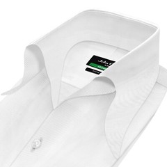 High Open Bow Collar Buttonless White Wide Stripes Men Custom Made Wedding Shirt