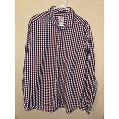 Lacoste Mens Gingham Check Button Down Shirt Modern Fit Navy Red White Size 44