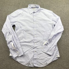 J Crew Shirt Mens Medium 15-15.5 Blue Pinstripe Thomas Mason Slim Fit Dress