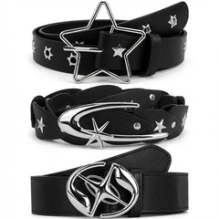 3 Pcs Studded Belt Star Y2k Belt Adjustable Gothic Punk Y2k for Hippie Skateb…