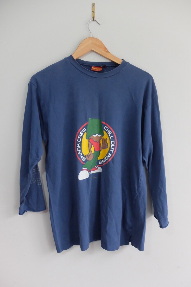 Hardcore Skank illustration 1995 L/Sleeve Blue tshirt | XL fits M Chillout posse