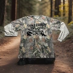 Luke Combs Growing Up & Getting Old Camo Layered Look LS Shirt L FREE SHIP B79