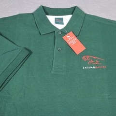 VTG Jaguar Racing Polo Shirt Men XL Green Team Logo Stretch Mesh Knit Motorsport