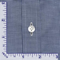 High Open Bow Collar Buttonless Navy Blue Dogstooth Casual Wear Men Cotton Shirt