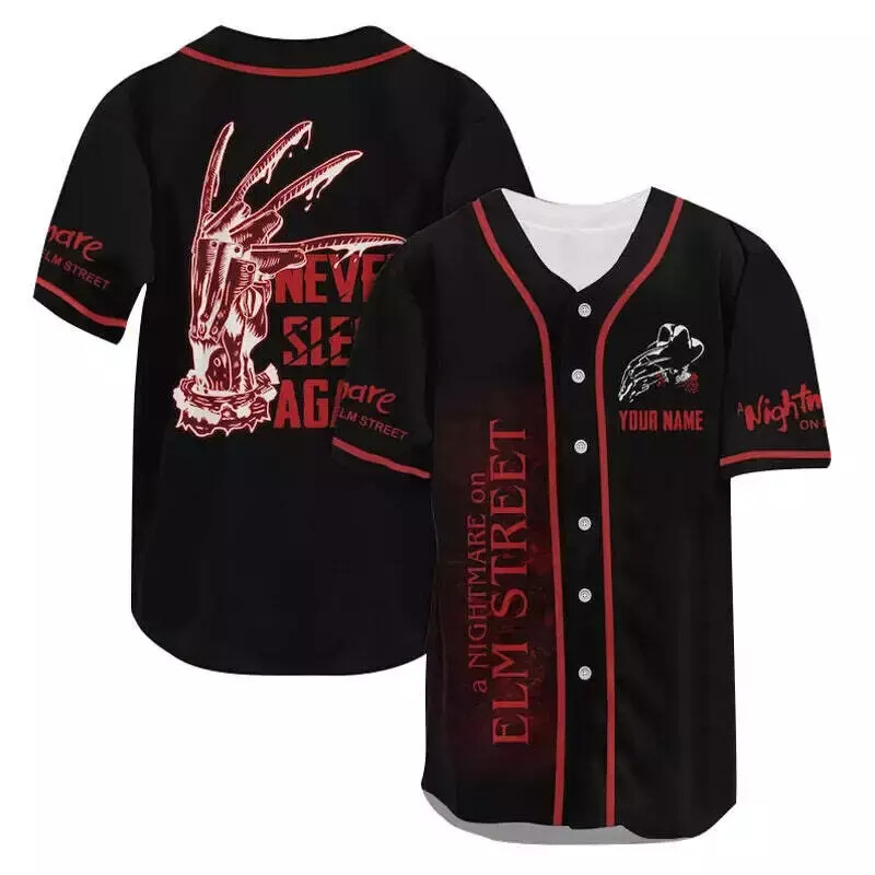 Personalized Freddy Krueger Never Sleep Again Halloween 3D Baseball Jersey Shirt