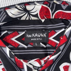 Kau Kauwa Men’s Sz Lg Hawaiian Style Shirt Red & Black Floral, 100% Cotton, GUC