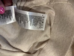 Reiss Polo Shirt Men LARGE Beige French Terry Zip Neck Short Sleeve Cotton Lux
