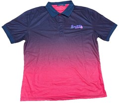 Atlanta Braves Polo Shirt 2XL Ombre Fade Black Red Short Sleeve (Fits Like XL)