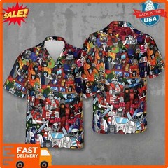 Transformers Characters Pattern Hawaiian Shirt 3D 2024 New S 5XL Fast Delivery_i