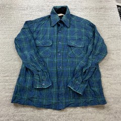 True Vintage Kings Road Sears Wool Shirt Medium Blue Shacket Dagger Mackinaw 60s