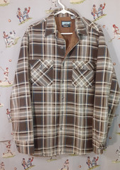 👀 VTG Fieldmaster Quilt Lined Flannel Jacket Shacket Made In USA Mens Size LT