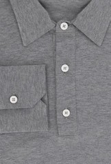 $450 Fiori Di Lusso Gray Solid Cotton Polo – (FL89237)