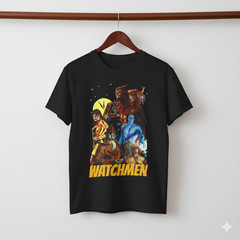 Watchmen Superhero Group Graphic Black T-Shirt Comic Art Tee – T551