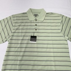 NWT Pebble Beach Performance Golf Polo Shirt Green S/S Men’s Size M Stripes
