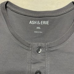 Ash & Erie Henley Shirt Mens XXL Gray Short Sleeve Button 100% Cotton