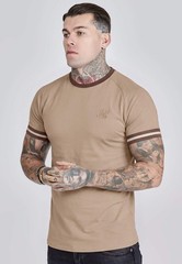 SikSilk Men’s Short Sleeved Muscle Fit Crew Neck Tournament T-Shirt Tee Beige an