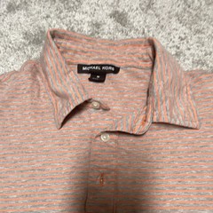 Michael Kors Men’s M Polo Orange/Gray Striped Short Sleeve Collared Button