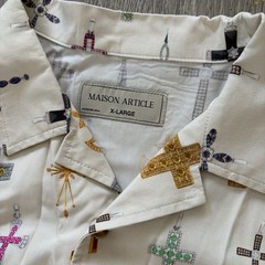MAISON ARTICLE Button Down Shirt AOP Religious Cross Pendant Men’s XL