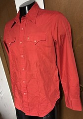 G-STAR Solid Red Pearl Snap Western Mill L/S SHIRT Mens M Medium GS Retro cowboy