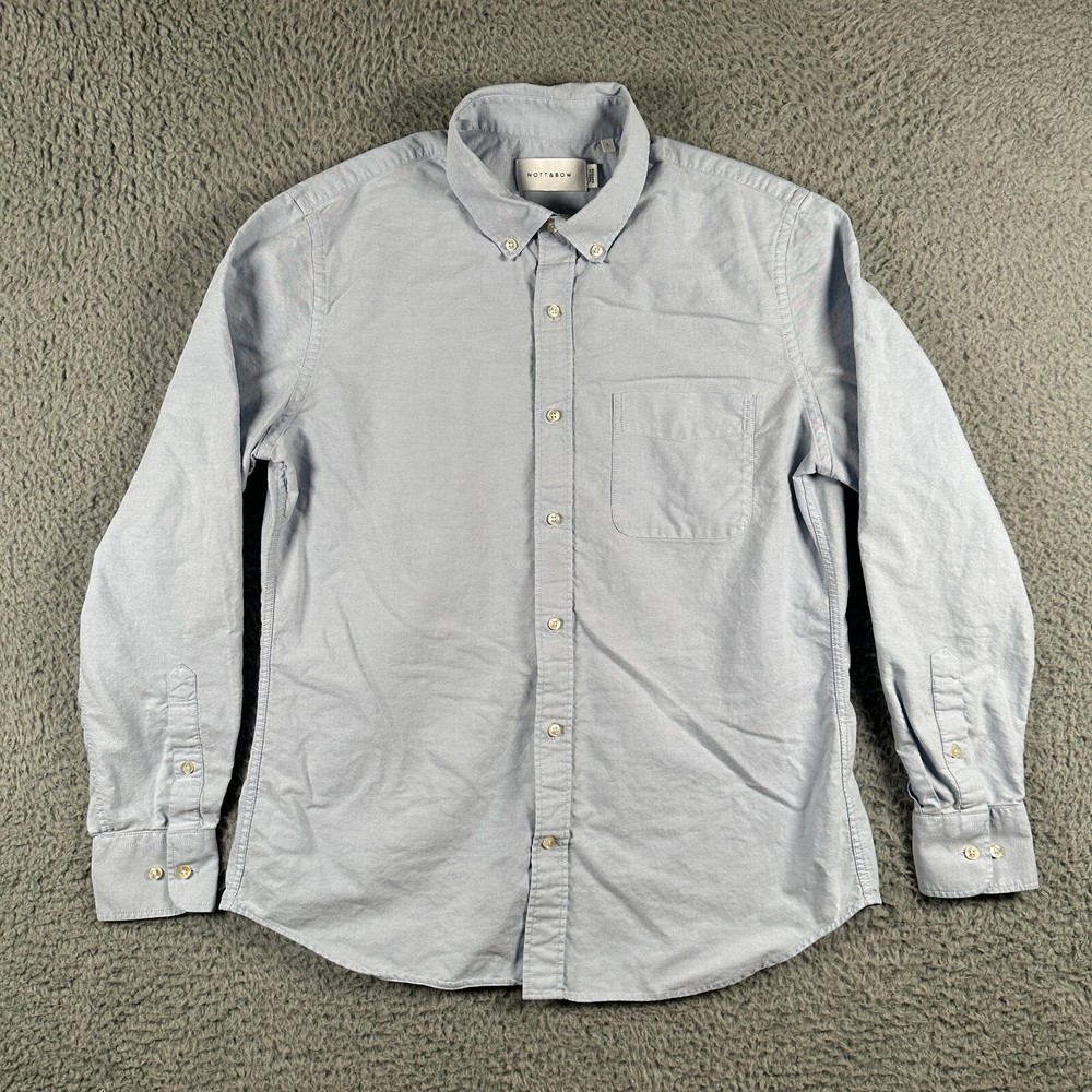 Mott & Bow Chambray Button Up Long Sleeve Shirt Men’s Large Blue Cotton
